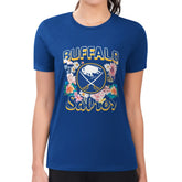 NHL Buffalo Sabres G-III 4Her by Carl Banks Women's Super-Slim Fit Lightweight Flower Logo T-Shirt