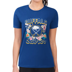 NHL Buffalo Sabres G-III 4Her by Carl Banks Women's Super-Slim Fit Lightweight Flower Logo T-Shirt