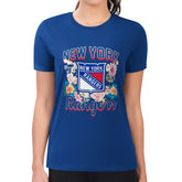 NHL New York Rangers G-III 4Her by Carl Banks Women's Super-Slim Fit Lightweight Flower Logo T-Shirt