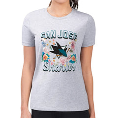 NHL San Jose Sharks G-III 4Her by Carl Banks Women's Super-Slim Fit Lightweight Flower Logo T-Shirt