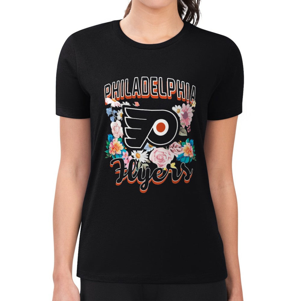 NHL Philadelphia Flyers G-III 4Her by Carl Banks Women's Super-Slim Fit Lightweight Flower Logo T-Shirt