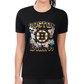 NHL Boston Bruins G-III 4Her by Carl Banks Women's Super-Slim Fit Lightweight Flower Logo T-Shirt