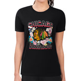 NHL Chicago Blackhawks G-III 4Her by Carl Banks Women's Super-Slim Fit Lightweight Flower Logo T-Shirt