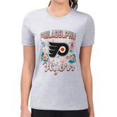 NHL Philadelphia Flyers G-III 4Her by Carl Banks Women's Super-Slim Fit Lightweight Flower Logo T-Shirt