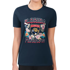 NHL Florida Panthers G-III 4Her by Carl Banks Women's Super-Slim Fit Lightweight Flower Logo T-Shirt