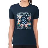 NHL Seattle Kraken G-III 4Her by Carl Banks Women's Super-Slim Fit Lightweight Flower Logo T-Shirt