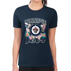 NHL Winnipeg Jets G-III 4Her by Carl Banks Women's Super-Slim Fit Lightweight Flower Logo T-Shirt