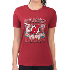 NHL New Jersey Devils G-III 4Her by Carl Banks Women's Super-Slim Fit Lightweight Flower Logo T-Shirt