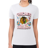 NHL Chicago Blackhawks G-III 4Her by Carl Banks Women's Super-Slim Fit Lightweight Flower Logo T-Shirt