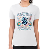 NHL Seattle Kraken G-III 4Her by Carl Banks Women's Super-Slim Fit Lightweight Flower Logo T-Shirt