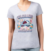 NHL Colorado Avalanche G-III 4Her by Carl Banks Women's Super-Slim Fit Lightweight Flower Logo V-Neck T-Shirt