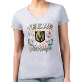 NHL Vegas Golden Knights G-III 4Her by Carl Banks Women's Super-Slim Fit Lightweight Flower Logo V-Neck T-Shirt