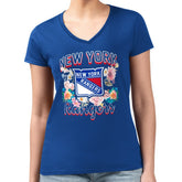 NHL New York Rangers G-III 4Her by Carl Banks Women's Super-Slim Fit Lightweight Flower Logo V-Neck T-Shirt