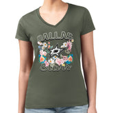 NHL Dallas Stars G-III 4Her by Carl Banks Women's Super-Slim Fit Lightweight Flower Logo V-Neck T-Shirt