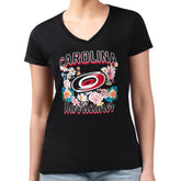 NHL Carolina Hurricanes G-III 4Her by Carl Banks Women's Super-Slim Fit Lightweight Flower Logo V-Neck T-Shirt