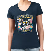 NHL Nashville Predators G-III 4Her by Carl Banks Women's Super-Slim Fit Lightweight Flower Logo V-Neck T-Shirt