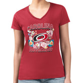 NHL Carolina Hurricanes G-III 4Her by Carl Banks Women's Super-Slim Fit Lightweight Flower Logo V-Neck T-Shirt