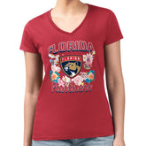 NHL Florida Panthers G-III 4Her by Carl Banks Women's Super-Slim Fit Lightweight Flower Logo V-Neck T-Shirt