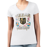 NHL Vegas Golden Knights G-III 4Her by Carl Banks Women's Super-Slim Fit Lightweight Flower Logo V-Neck T-Shirt
