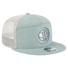 New Era Brooklyn Nets Adventure Denim Split Panel 9FIFTY Snapback Trucker Hat