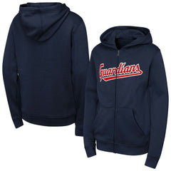 Navy Cleveland Guardians Youth Wordmark Fleece Full-Zip Hoodie