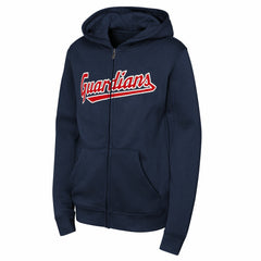 Navy Cleveland Guardians Youth Wordmark Fleece Full-Zip Hoodie