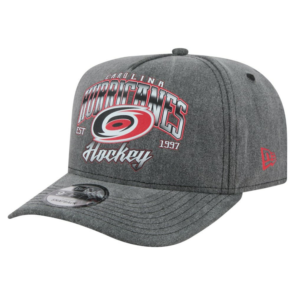 NHL Carolina Hurricanes New Era Throwback Washed A-Frame Pre-Curved 9FIFTY Snapback Hat