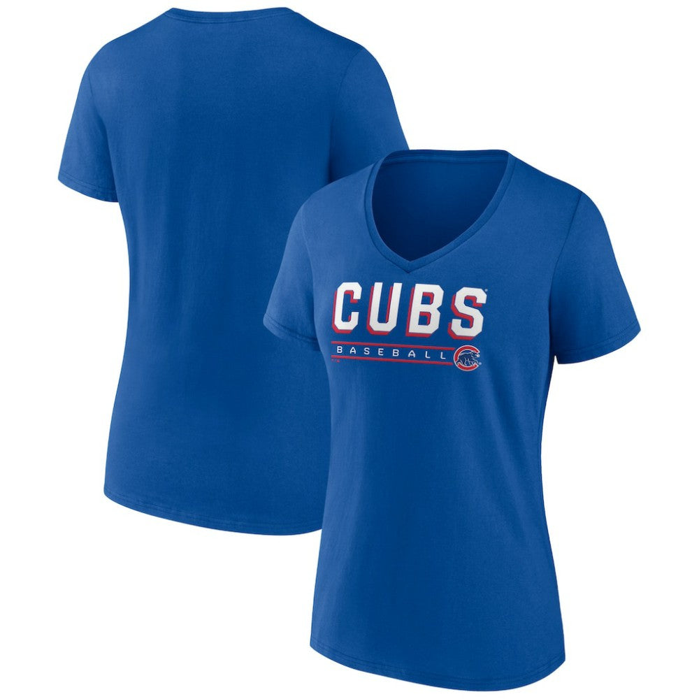 Royal Chicago Cubs Women's Primary Play V-Neck T-Shirt