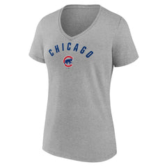 Gray Chicago Cubs Women's Arch V-Neck T-Shirt