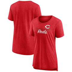 Red Cincinnati Reds Women's Practice Time Tri-Blend T-Shirt