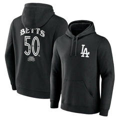 Black Mookie Betts Los Angeles Dodgers Mister Cartoon Name & Number Pullover Hoodie