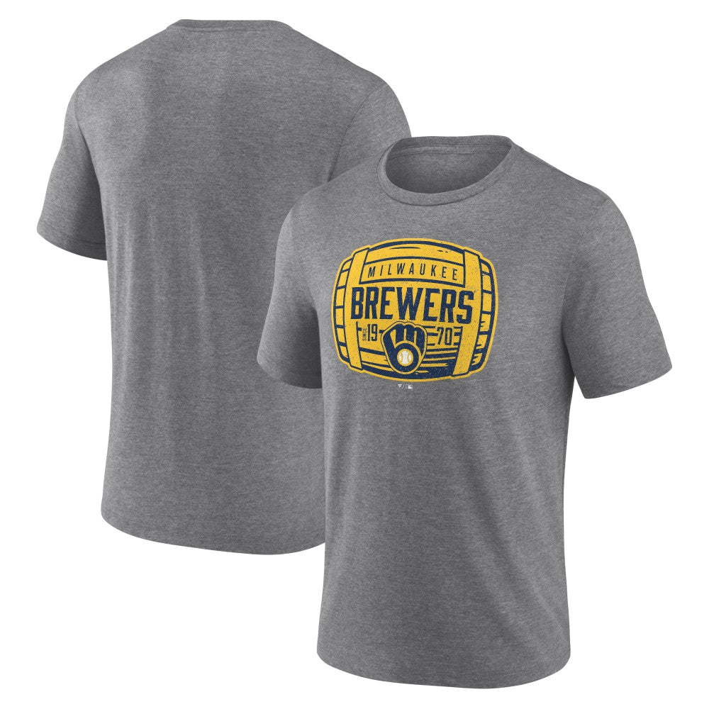 Heather Gray Milwaukee Brewers Barrel Tri-Blend T-Shirt