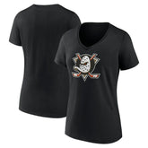 NHL Anaheim Ducks Women's Primary Logo V-Neck T-Shirt – Black