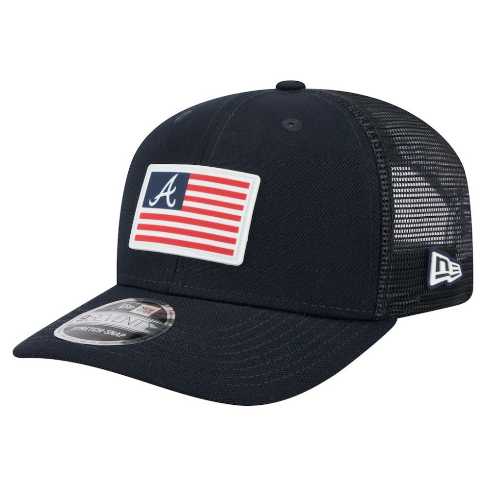 Navy Atlanta Braves New Era Flag 9SEVENTY Stretch-Snap Hat