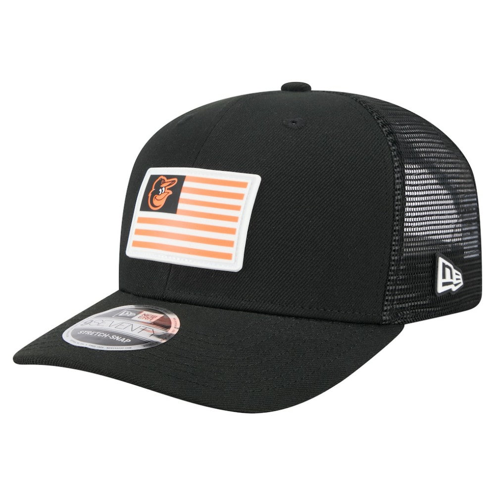 Black Baltimore Orioles New Era Flag 9SEVENTY Stretch-Snap Hat