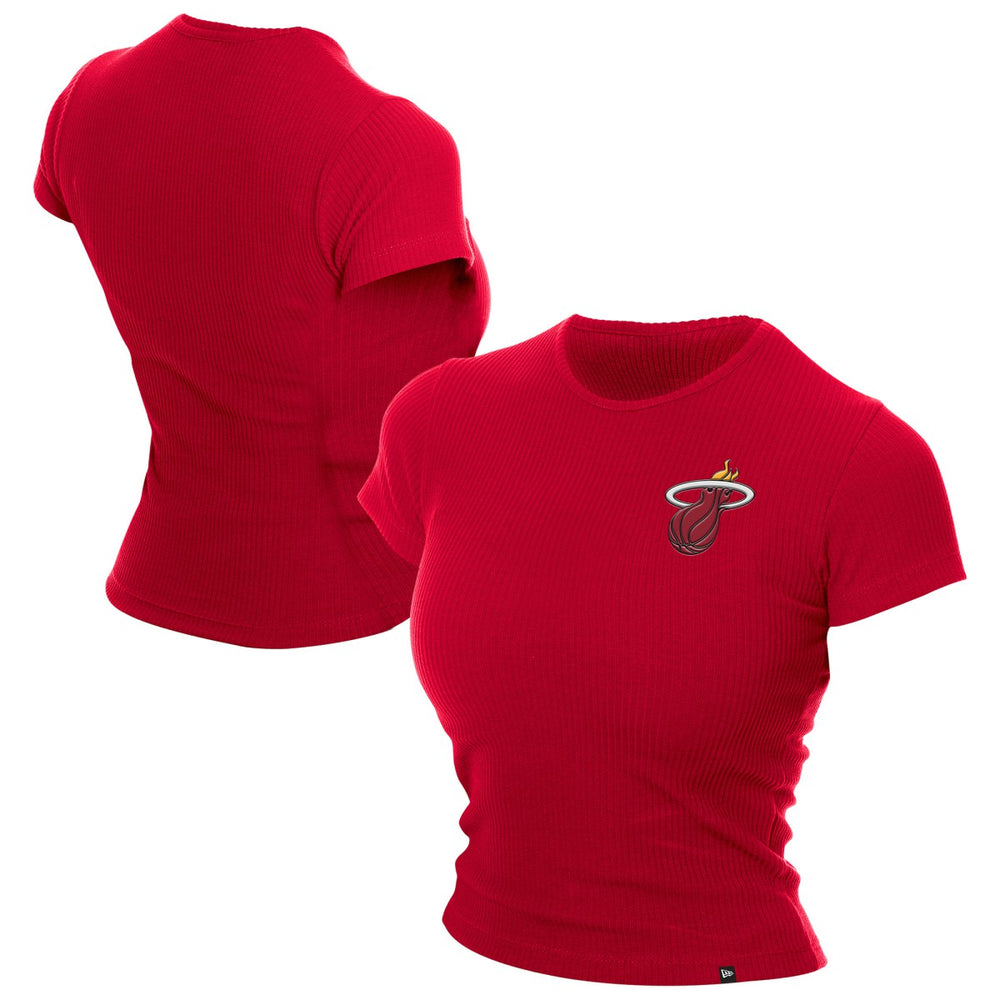 New Era Miami Heat Women's Leisure Collection Baby Doll Cropped T-Shirt