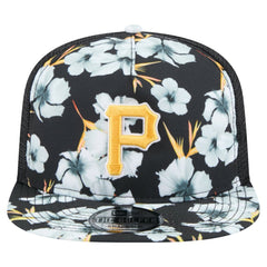 Black Pittsburgh Pirates New Era Adventure Pattern Golfer Trucker Snapback Hat