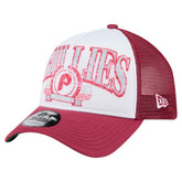 Red Philadelphia Phillies New Era Distressed 9FORTY A-Frame Adjustable Trucker Hat