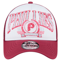 Red Philadelphia Phillies New Era Distressed 9FORTY A-Frame Adjustable Trucker Hat
