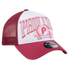 Red Philadelphia Phillies New Era Distressed 9FORTY A-Frame Adjustable Trucker Hat