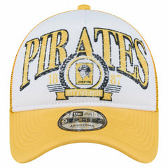 White/Gold Pittsburgh Pirates New Era Distressed 9FORTY A-Frame Adjustable Trucker Hat