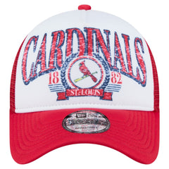 White St. Louis Cardinals New Era Distressed 9FORTY A-Frame Adjustable Trucker Hat