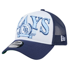 Navy Tampa Bay Rays New Era Distressed 9FORTY A-Frame Adjustable Trucker Hat