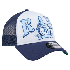 Navy Tampa Bay Rays New Era Distressed 9FORTY A-Frame Adjustable Trucker Hat