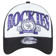 Black Colorado Rockies New Era Distressed 9FORTY A-Frame Adjustable Trucker Hat