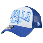 Royal Kansas City Royals New Era Distressed 9FORTY A-Frame Adjustable Trucker Hat