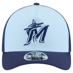 Light Blue/Navy Miami Marlins New Era 2-Tone Color Pack 9FORTY M-Crown A-Frame Adjustable Hat