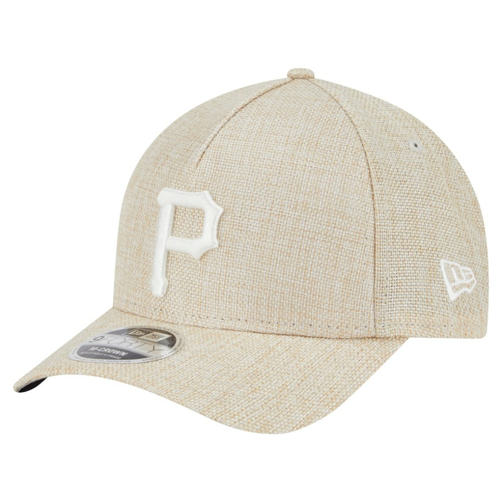 Beige Pittsburgh Pirates New Era Cotton Weave M-Crown A-Frame 9FORTY Adjustable Hat