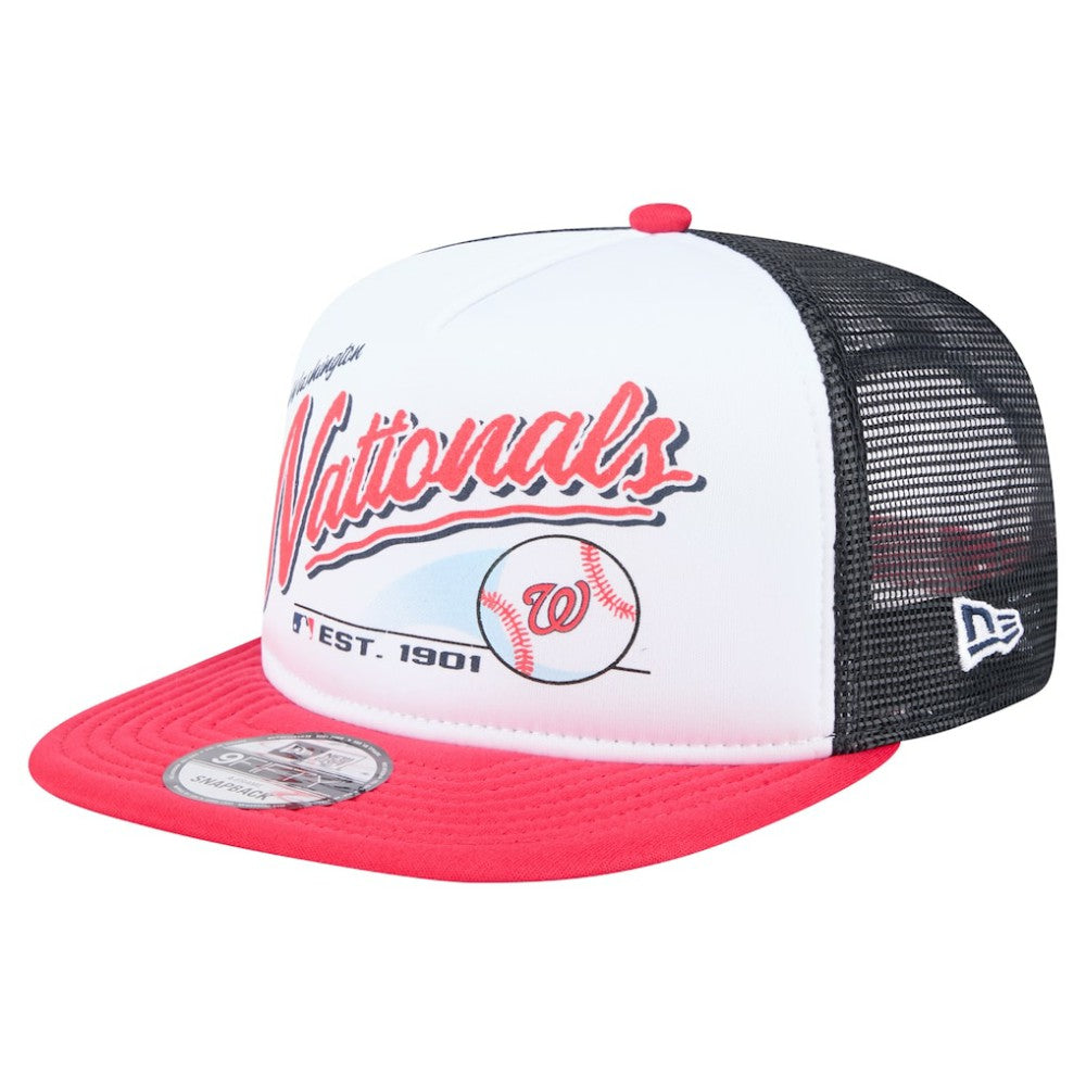 White/Red Washington Nationals New Era Retro Script Trucker 9FIFTY Snapback Hat