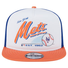 White/Orange New York Mets New Era Retro Script Trucker 9FIFTY Snapback Hat
